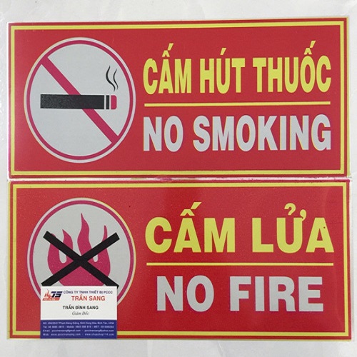 Cấm lửa + Cấm hút thuốc 160x400mm